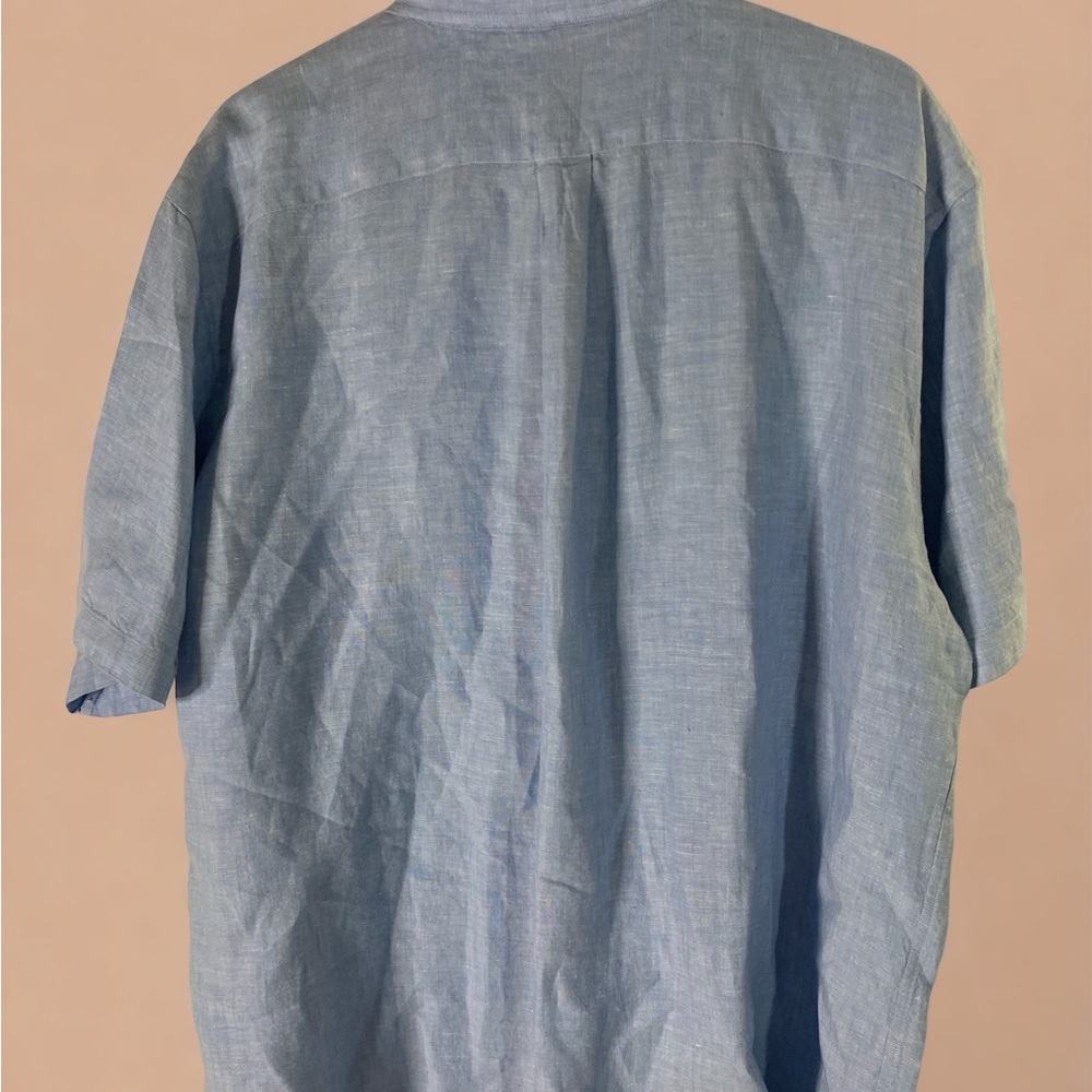 Lands End Linen Blue Short Sleeve button down collar. Sz XL - Picture 12 of 12